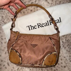 Prada Tan and Brown Shoulder Bag